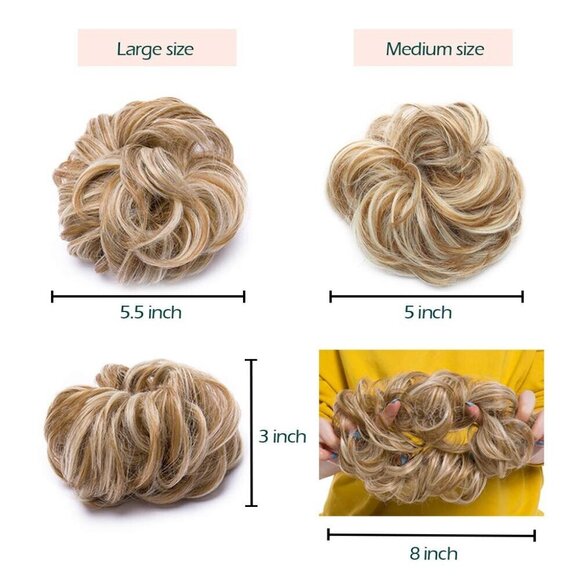 Messy Hair Bun Synthetic Donut Wavy Updo Elastic Scrunchie Full Bridal Hairpiece
